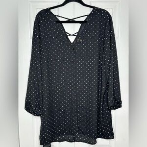 Worthington Women’s Size XXLT - Black Polka Dot Button-Down Shirt